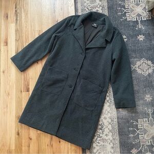 REI Where To Gray Long Sleeve Button Down Fleece Jacket Coat Small